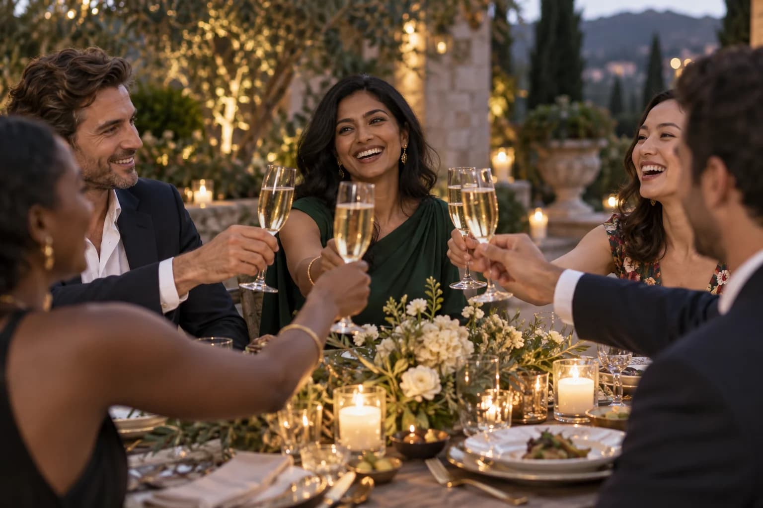Illustrative photograph of friends celebrating together